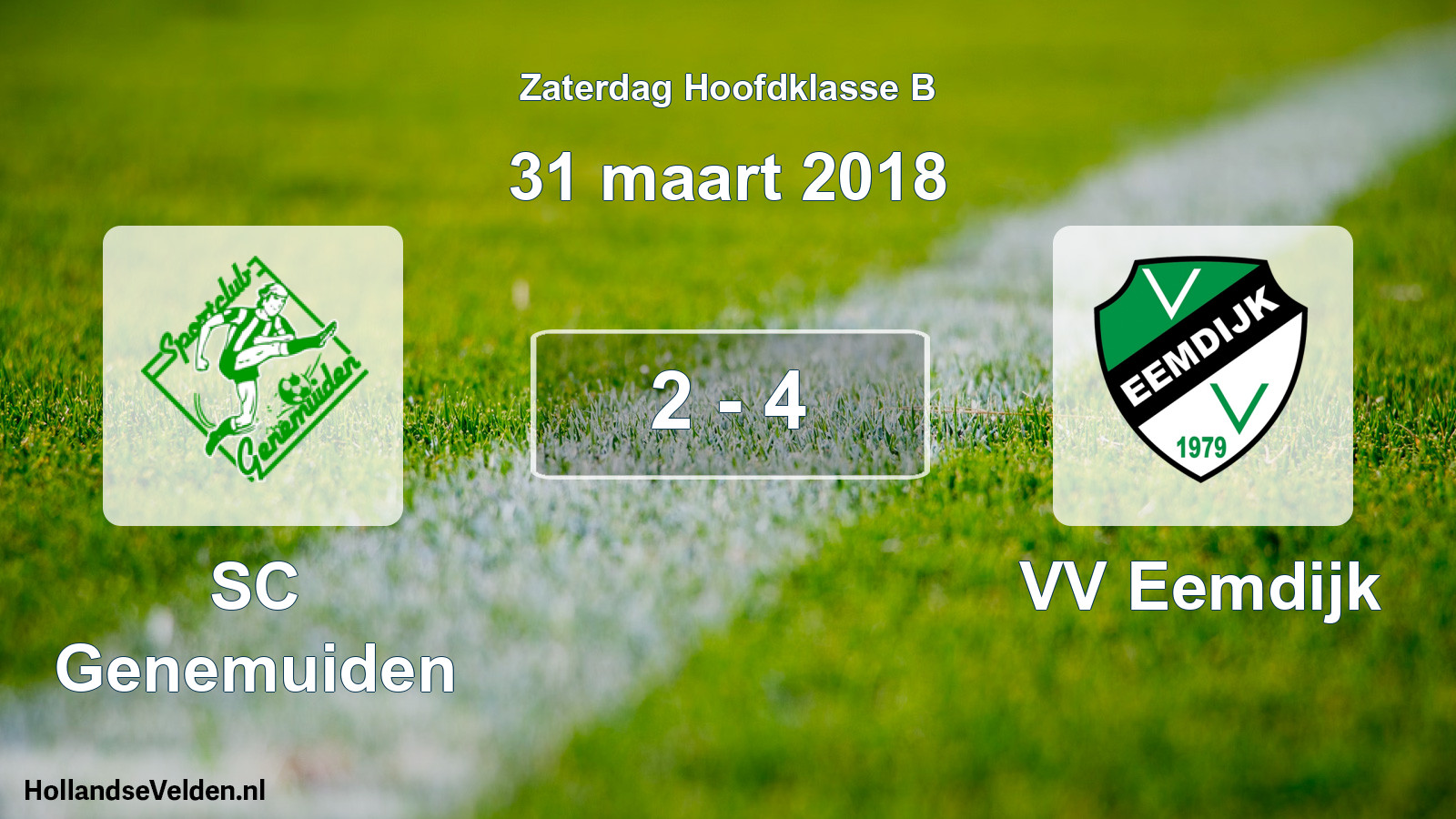 Gespeelde wedstrijd: SC Genemuiden - VV Eemdijk 2 - 4 (31 maart 2018)