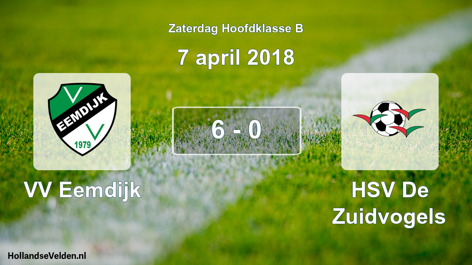Gespeelde wedstrijd: VV Eemdijk - HSV De Zuidvogels 6 - 0 (7 april 2018)