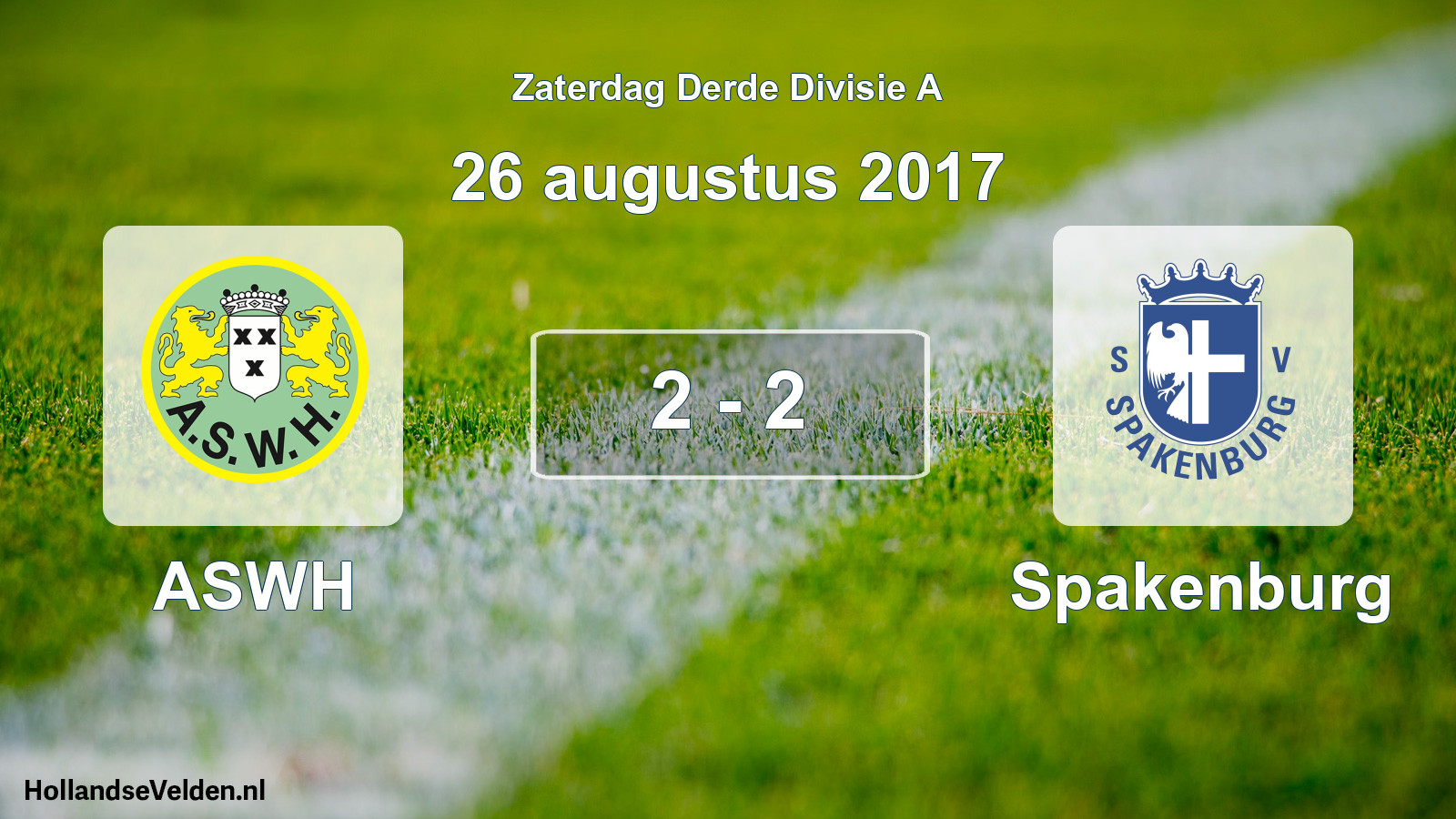 Gespeelde wedstrijd: ASWH - Spakenburg 2 - 2 (26 augustus 2017)