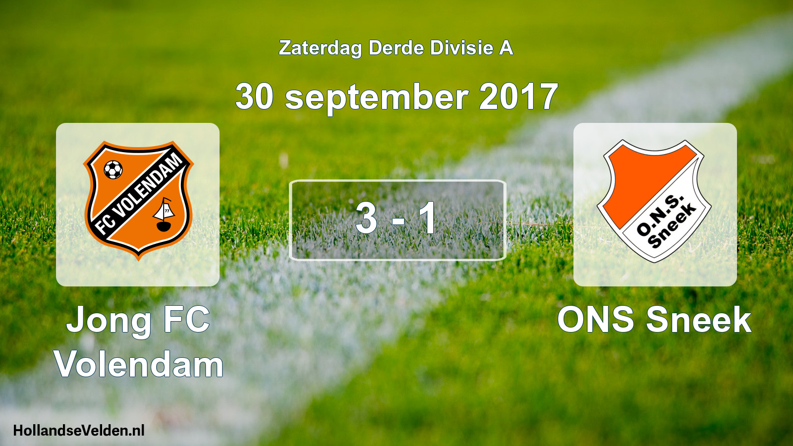 Gespeelde wedstrijd: Jong FC Volendam - ONS Sneek 3 - 1 (30 september 2017)