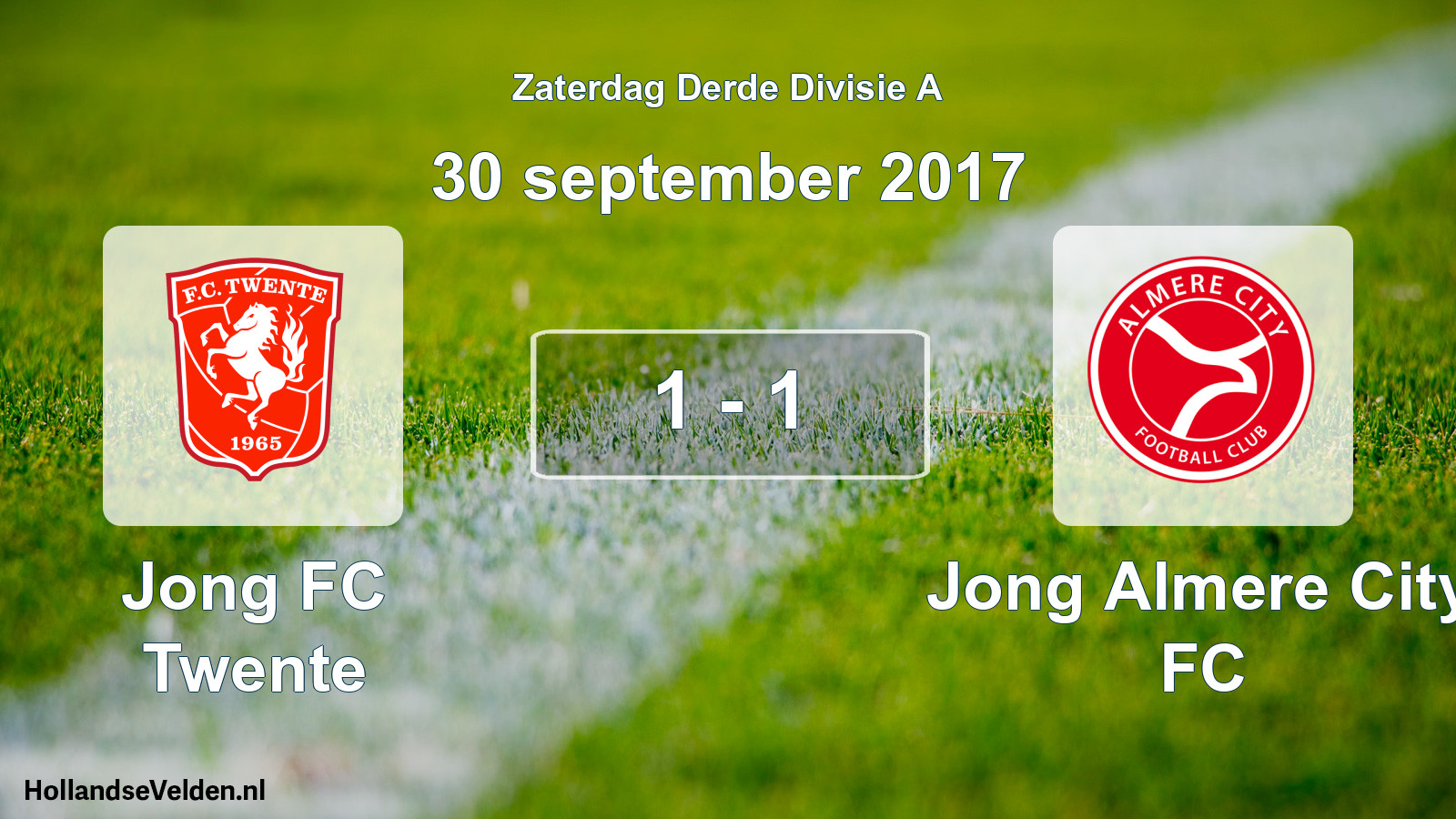 Gespeelde wedstrijd: Jong FC Twente - Jong Almere City FC 1 - 1 (30 september 2017)