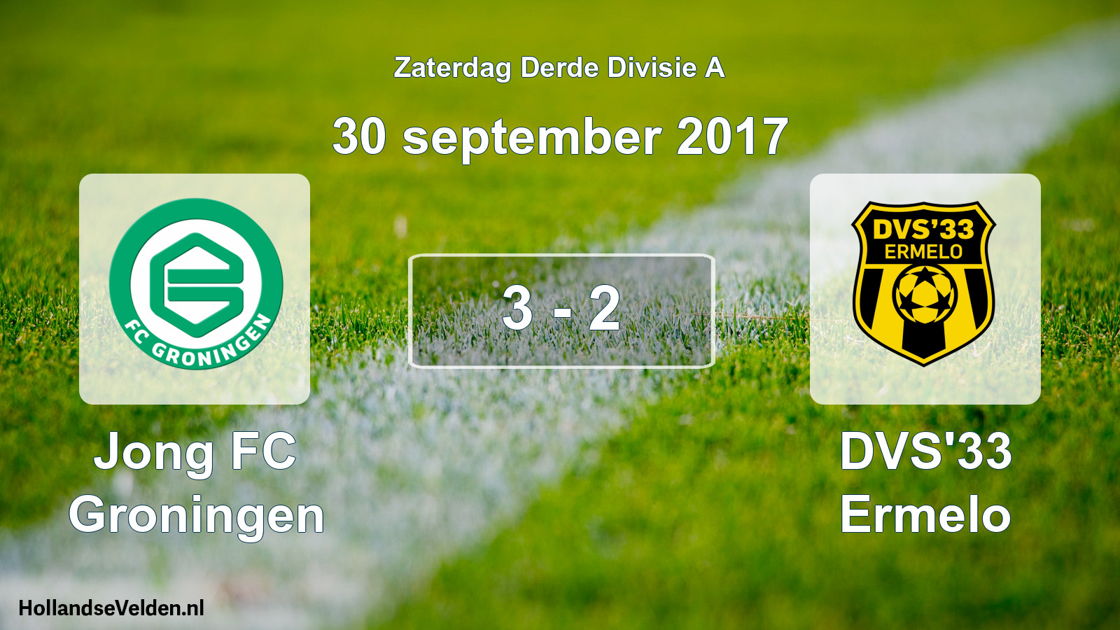 Gespeelde wedstrijd: Jong FC Groningen - DVS'33 Ermelo 3 - 2 (30 september 2017)