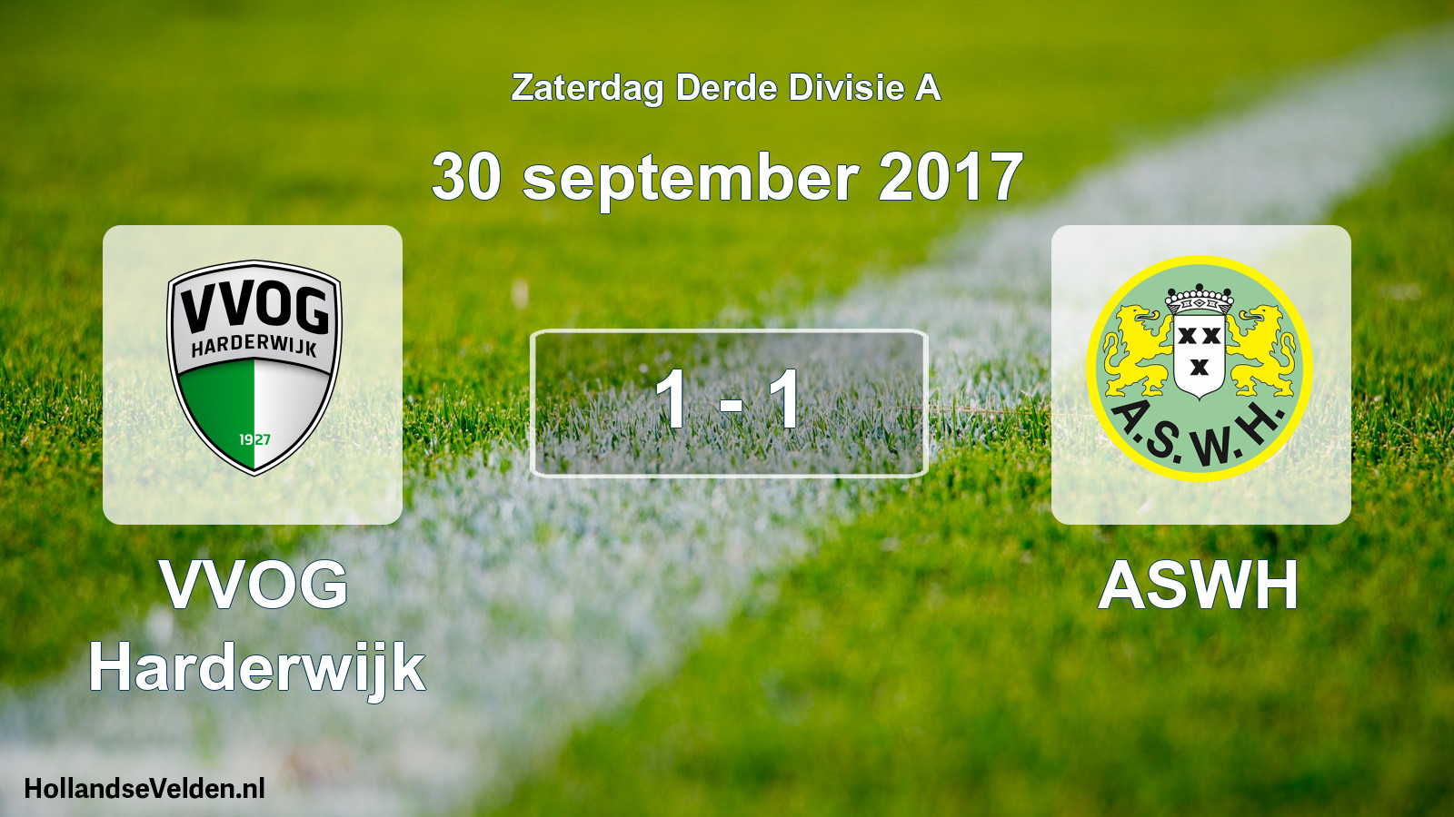 Gespeelde wedstrijd: VVOG Harderwijk - ASWH 1 - 1 (30 september 2017)