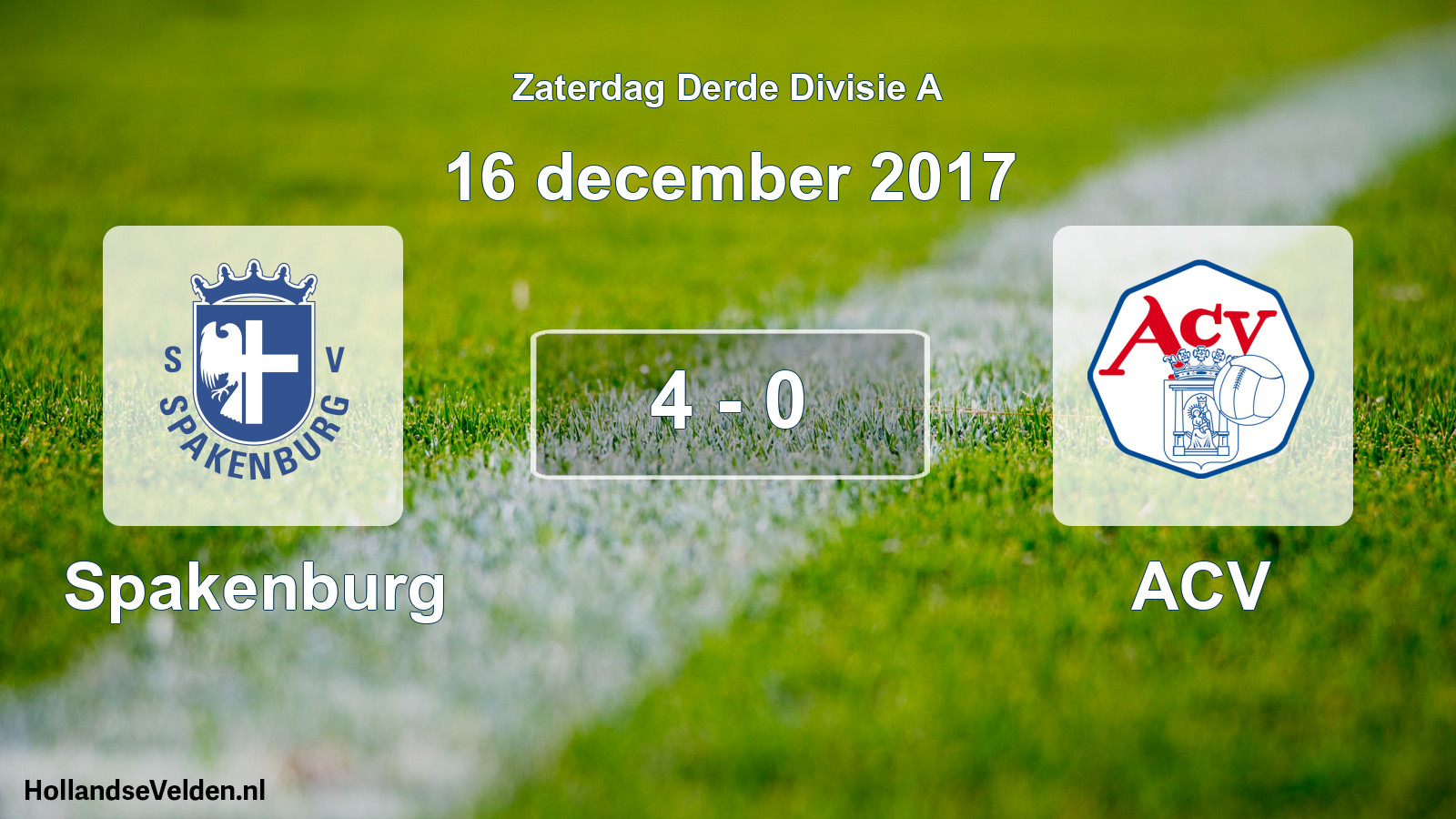 Gespeelde wedstrijd: Spakenburg - ACV 4 - 0 (16 december 2017)