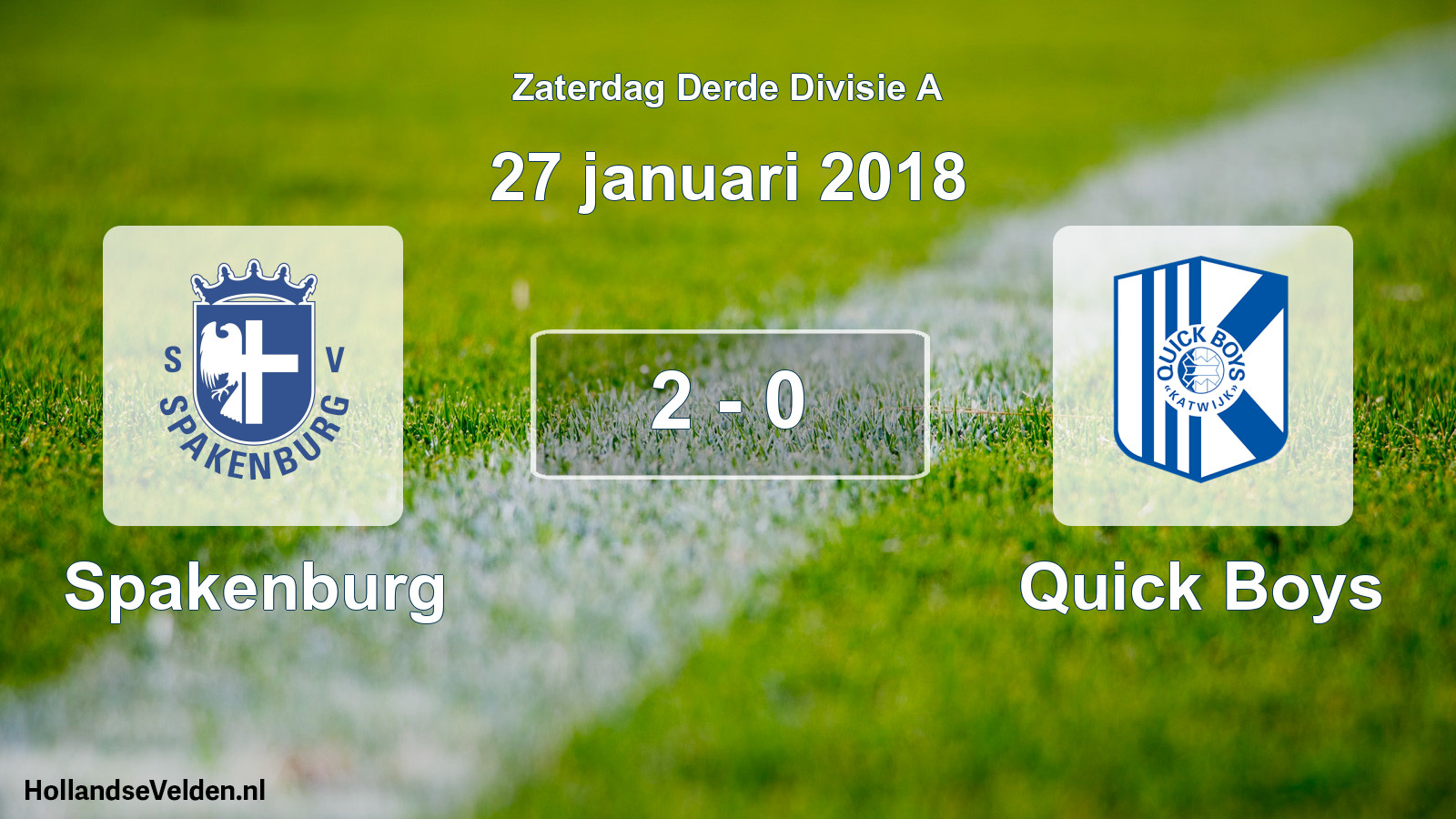 Gespeelde wedstrijd: Spakenburg - Quick Boys 2 - 0 (27 januari 2018)