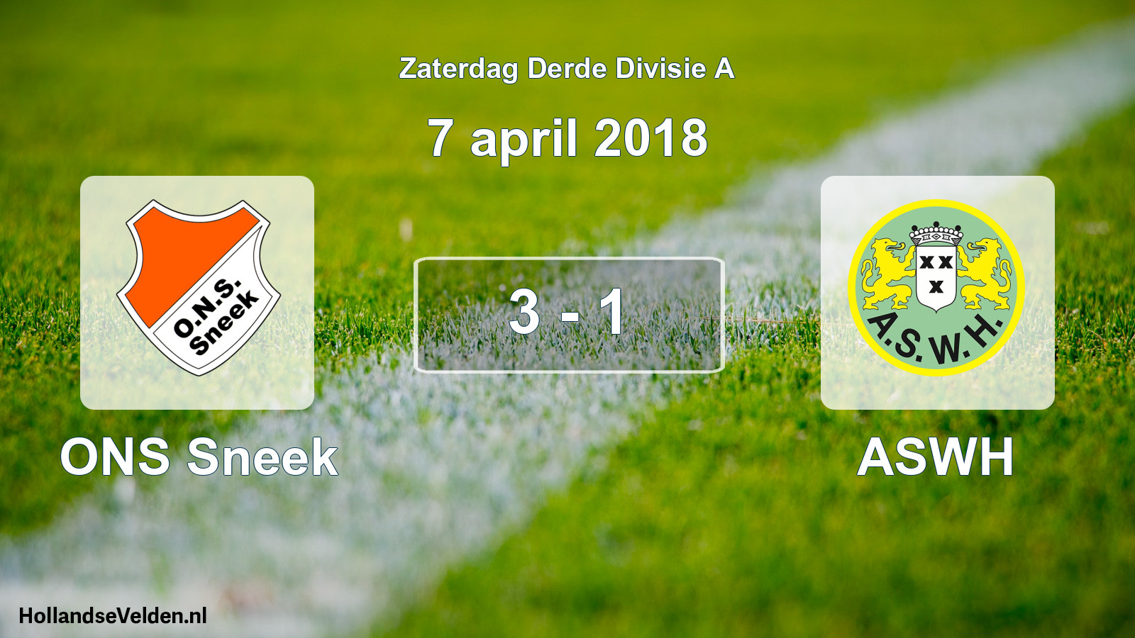 Gespeelde wedstrijd: ONS Sneek - ASWH 3 - 1 (7 april 2018)