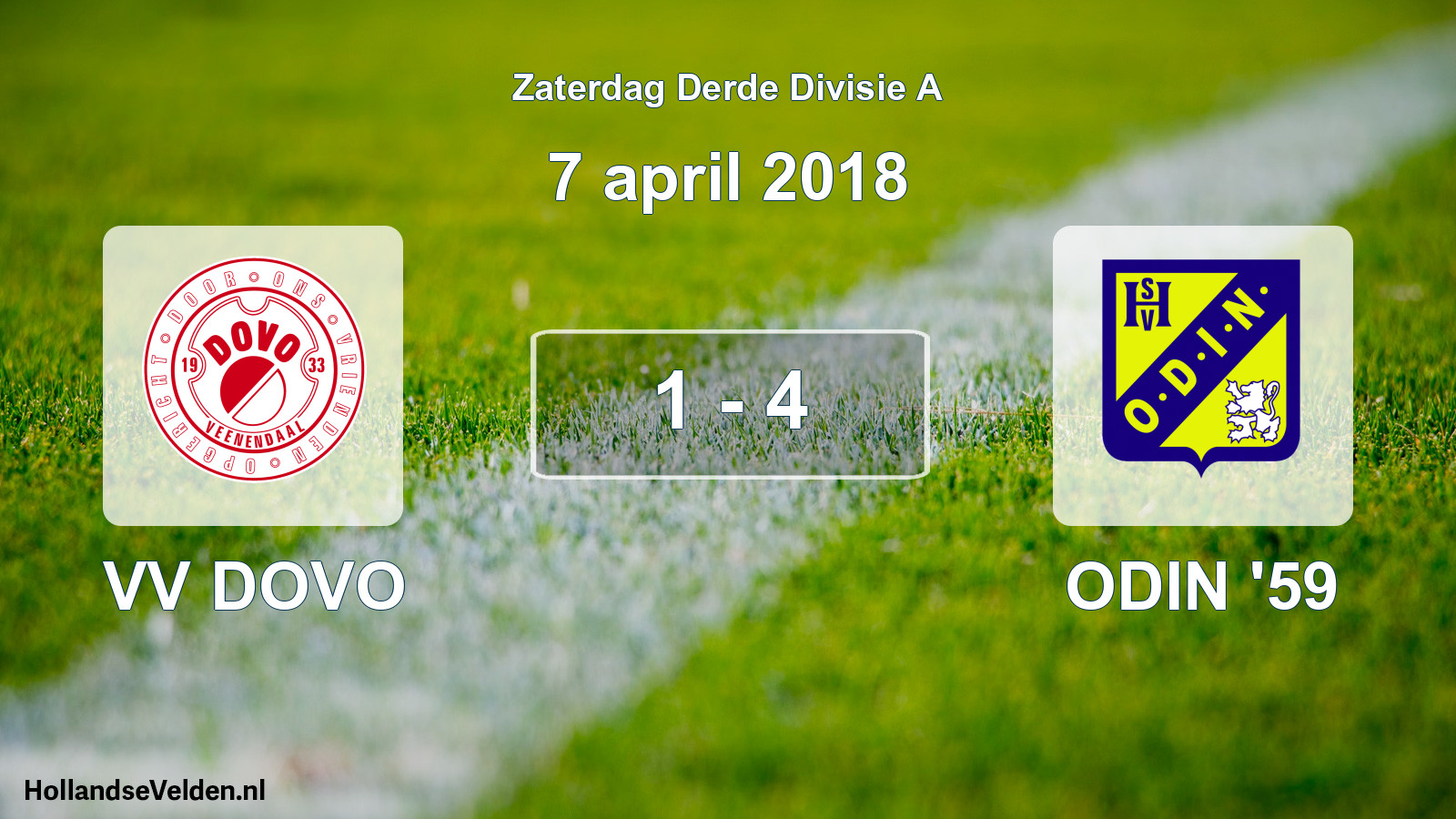 Gespeelde wedstrijd: VV DOVO - ODIN '59 1 - 4 (7 april 2018)
