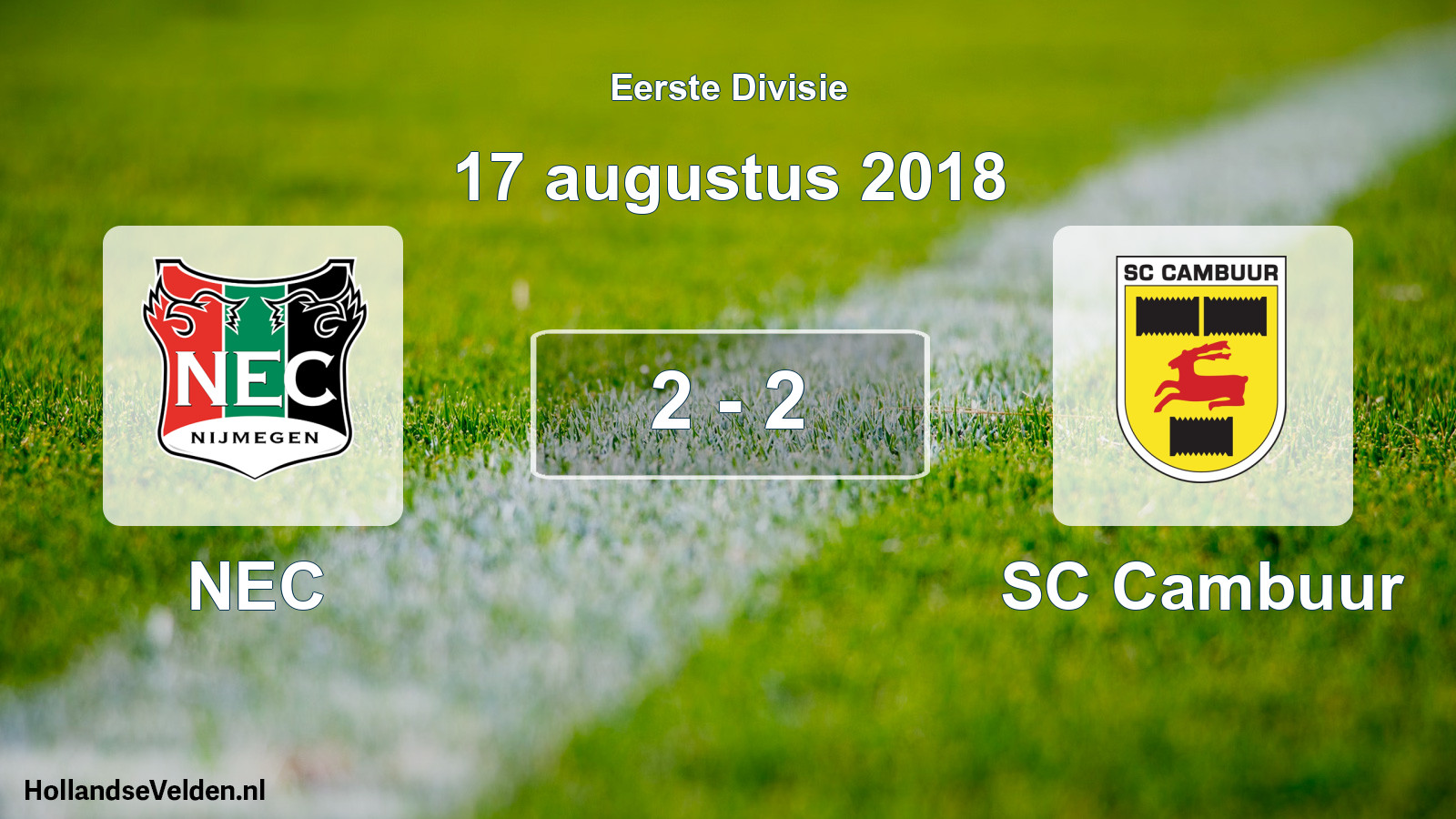 Gespeelde wedstrijd: NEC - Cambuur Leeuwarden 2 - 2 (17 augustus 2018)