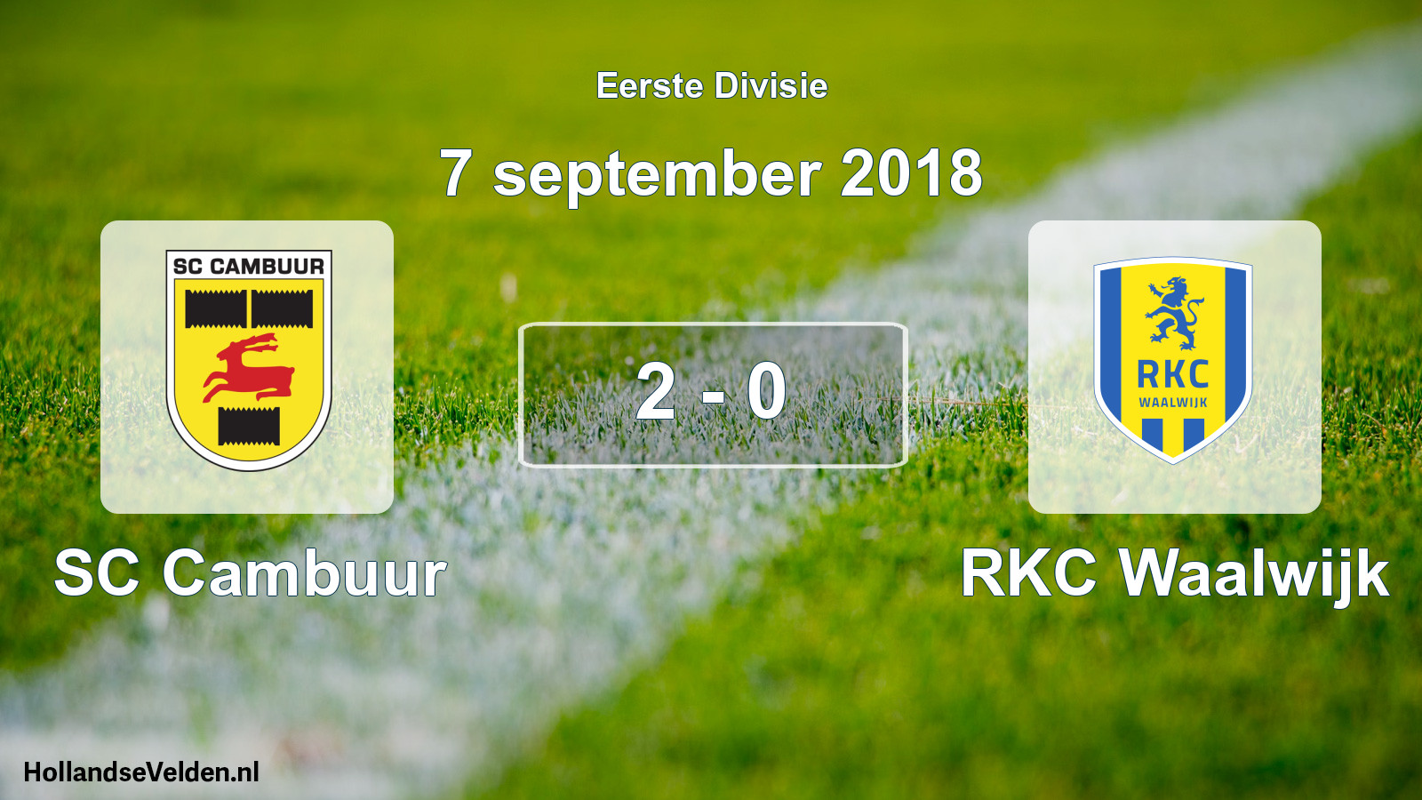 Gespeelde wedstrijd: Cambuur Leeuwarden - RKC Waalwijk 2 - 0 (7 september 2018)