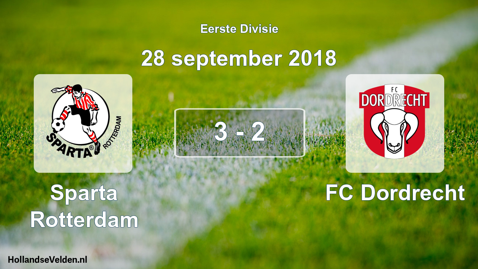 Gespeelde wedstrijd: Sparta Rotterdam - FC Dordrecht 3 - 2 (28 september 2018)
