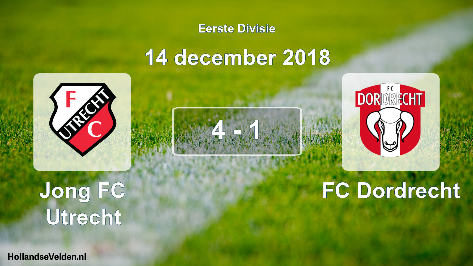 Gespeelde wedstrijd: Jong FC Utrecht - FC Dordrecht 4 - 1 (14 december 2018)