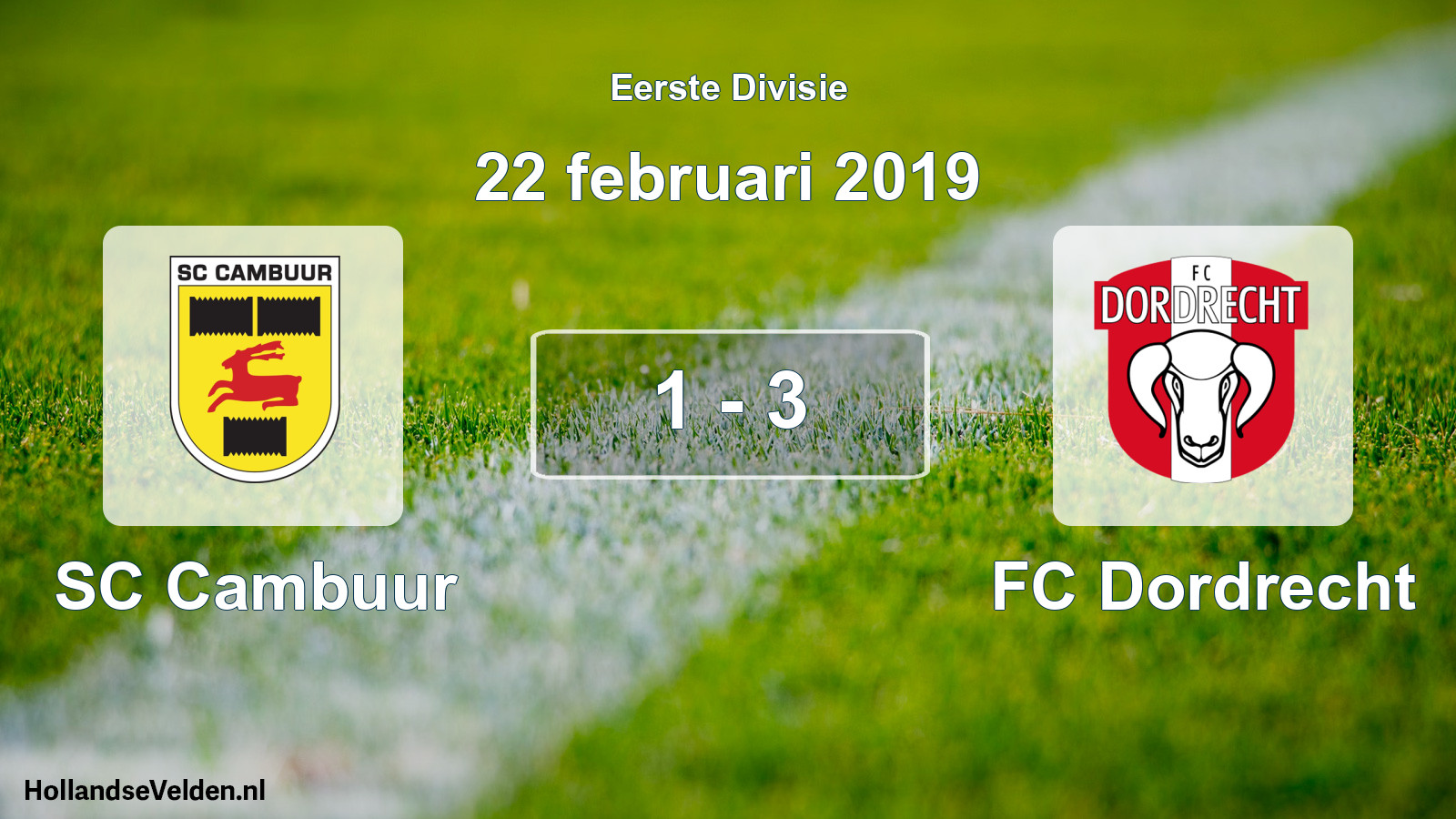 Gespeelde wedstrijd: Cambuur Leeuwarden - FC Dordrecht 1 - 3 (22 februari 2019)