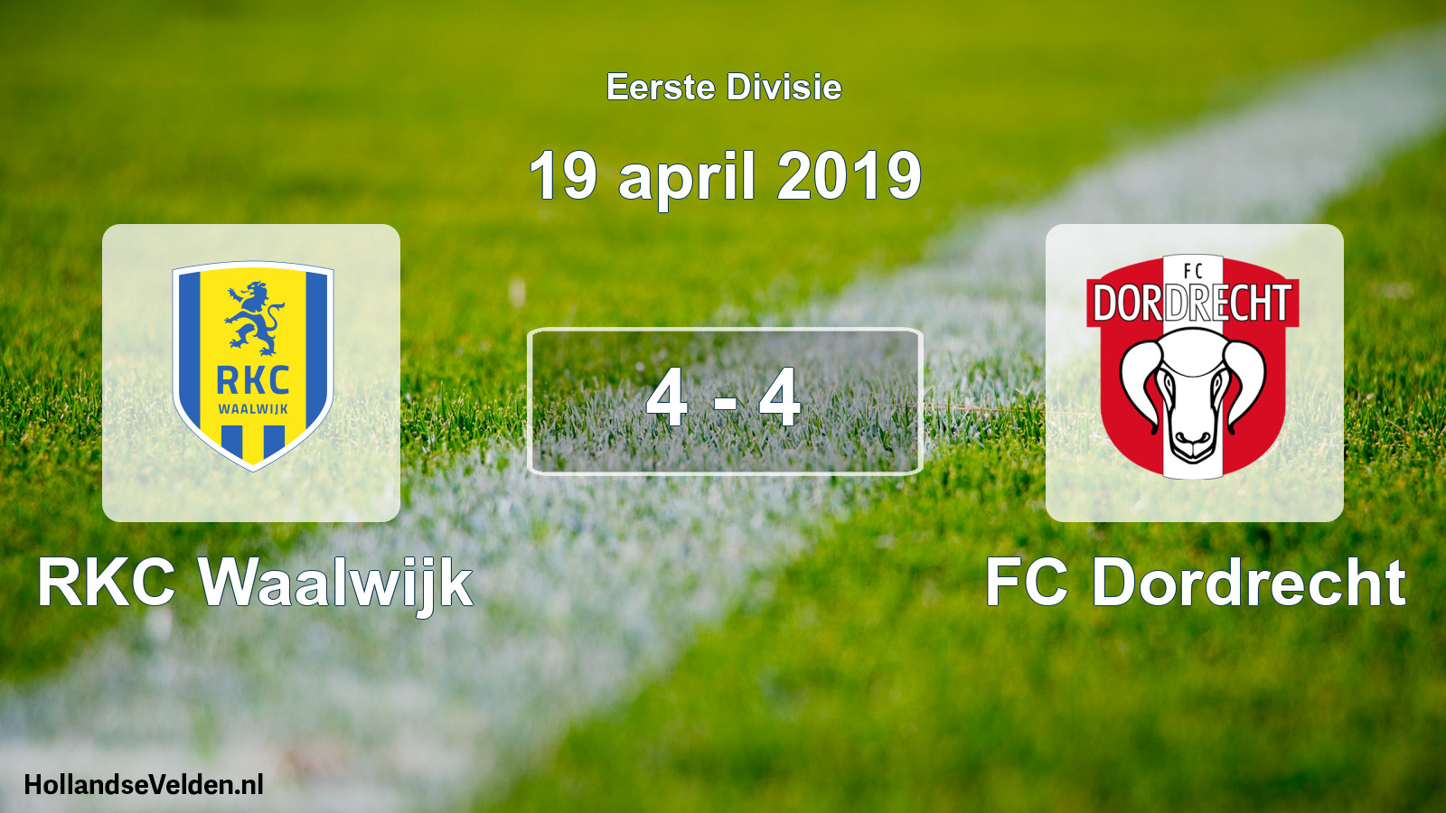 Gespeelde wedstrijd: RKC Waalwijk - FC Dordrecht 4 - 4 (19 april 2019)