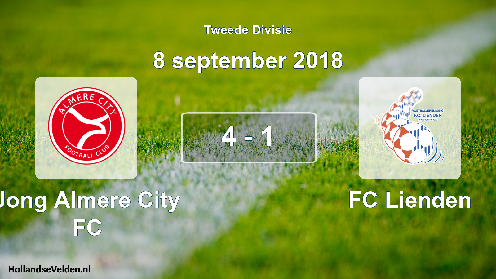 Gespeelde wedstrijd: Jong Almere City FC - FC Lienden 4 - 1 (8 september 2018)