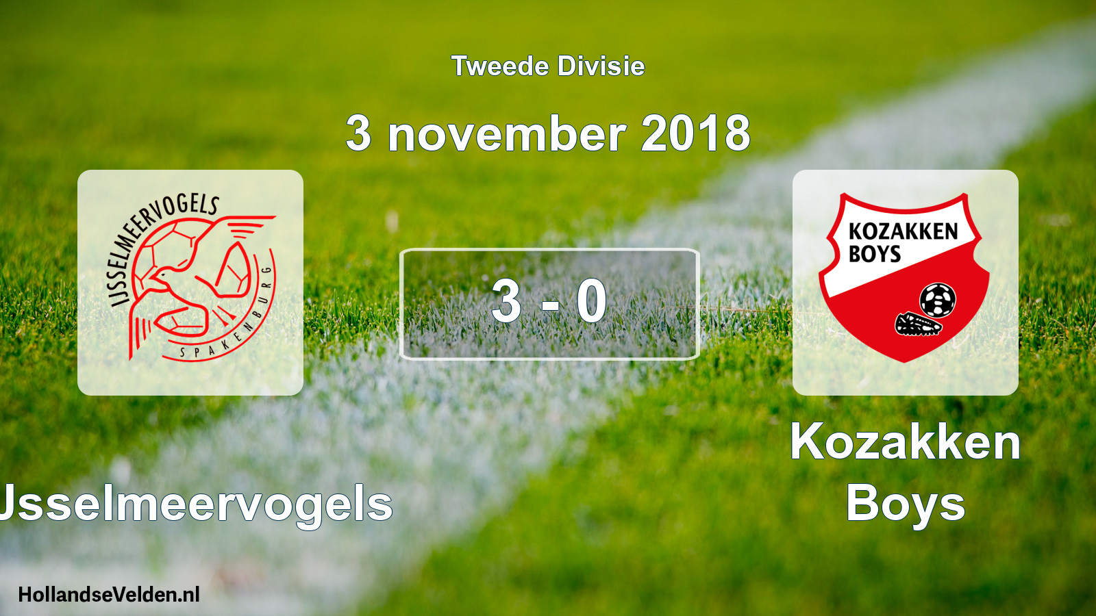 Gespeelde wedstrijd: IJsselmeervogels - Kozakken Boys 3 - 0 (3 november 2018)