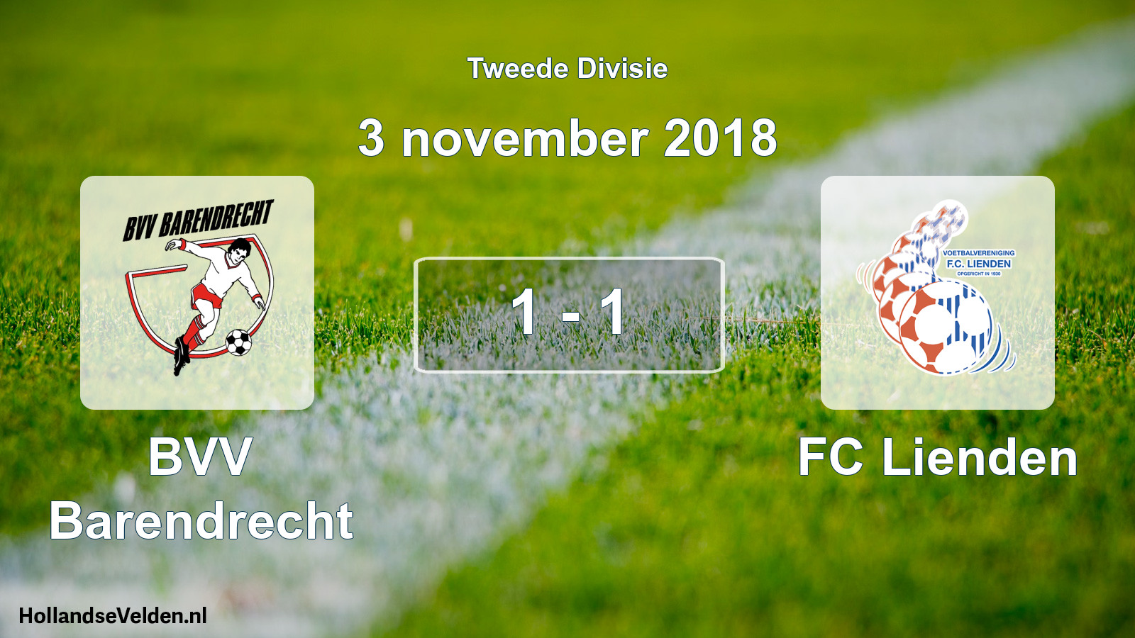 Gespeelde wedstrijd: BVV Barendrecht - FC Lienden 1 - 1 (3 november 2018)