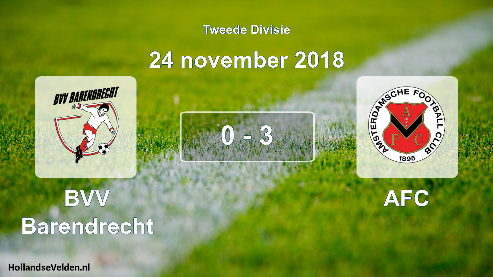 Gespeelde wedstrijd: BVV Barendrecht - AFC 0 - 3 (24 november 2018)