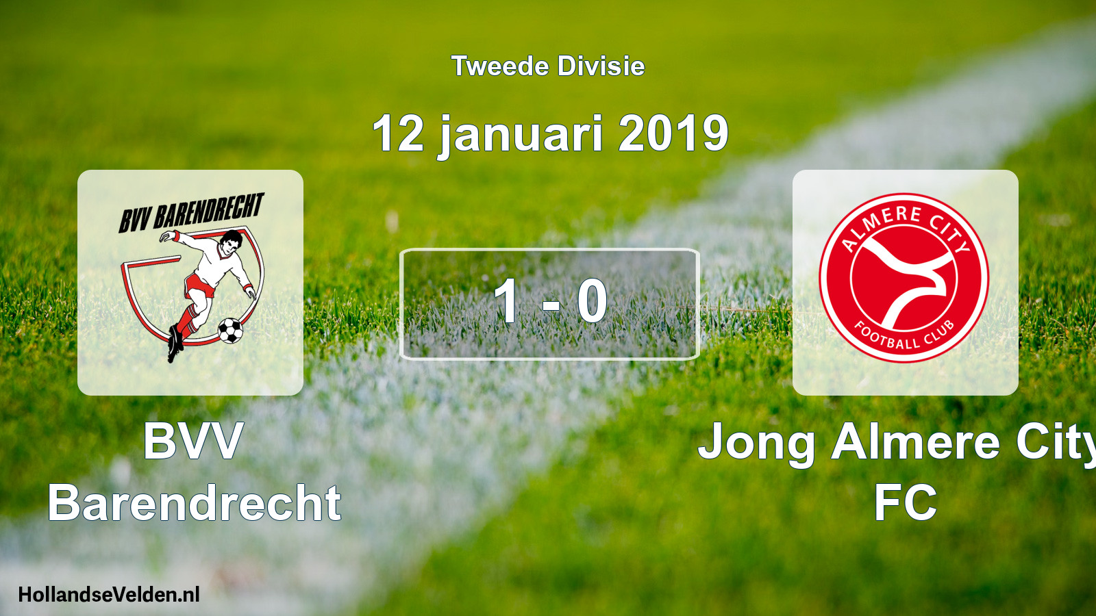Gespeelde wedstrijd: BVV Barendrecht - Jong Almere City FC 1 - 0 (12 januari 2019)