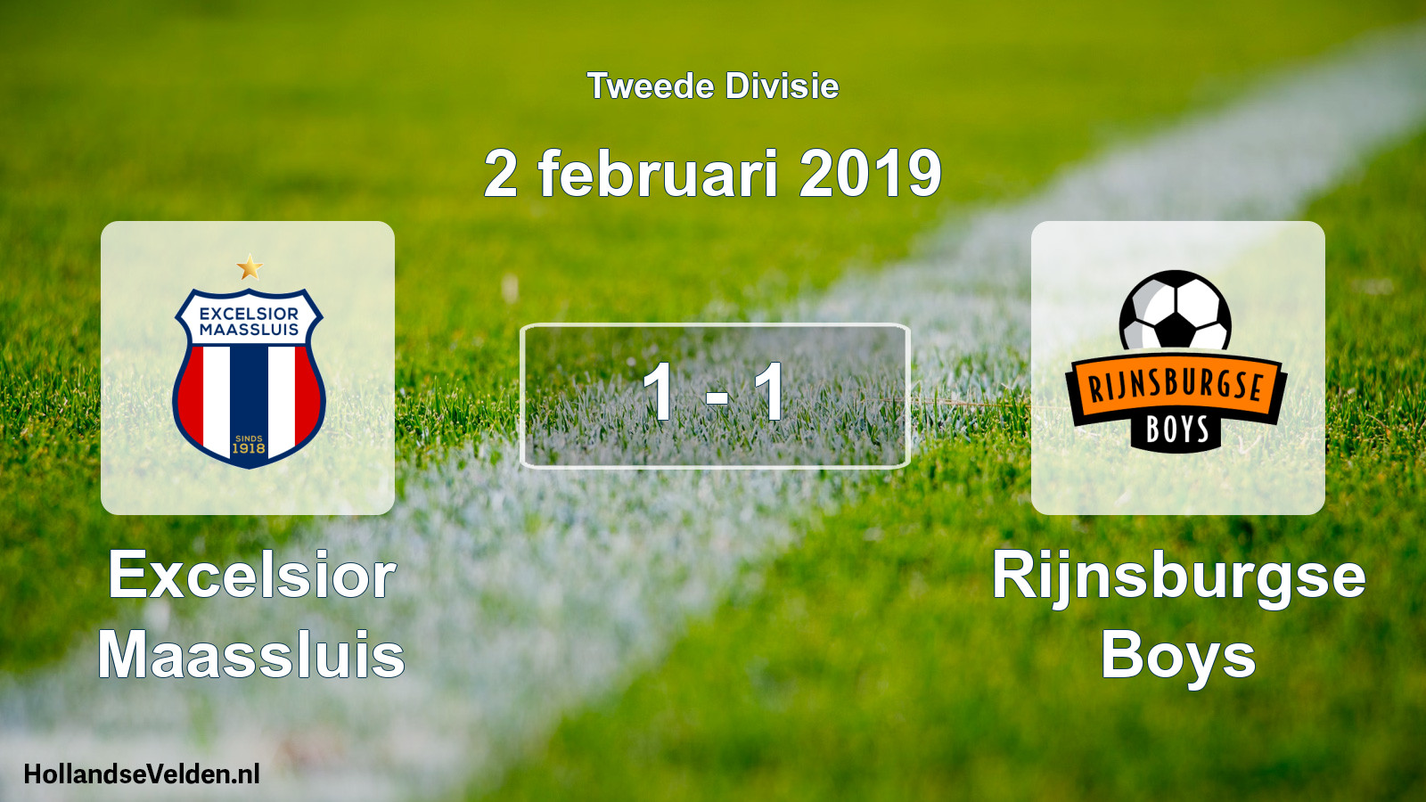 Gespeelde wedstrijd: Excelsior Maassluis - Rijnsburgse Boys 1 - 1 (2 februari 2019)