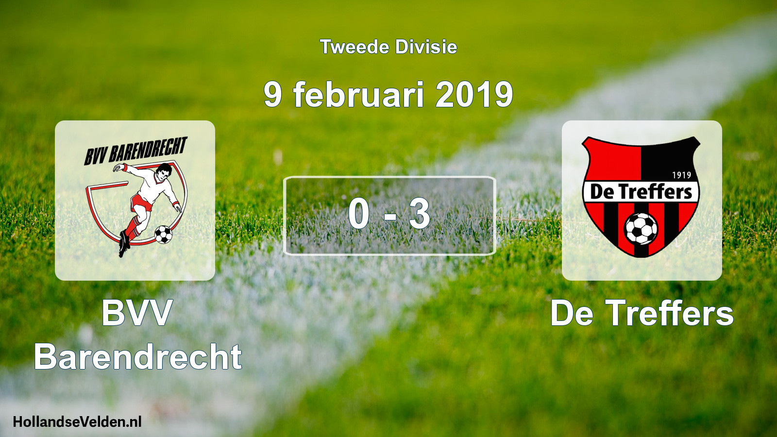 Gespeelde wedstrijd: BVV Barendrecht - De Treffers 0 - 3 (9 februari 2019)