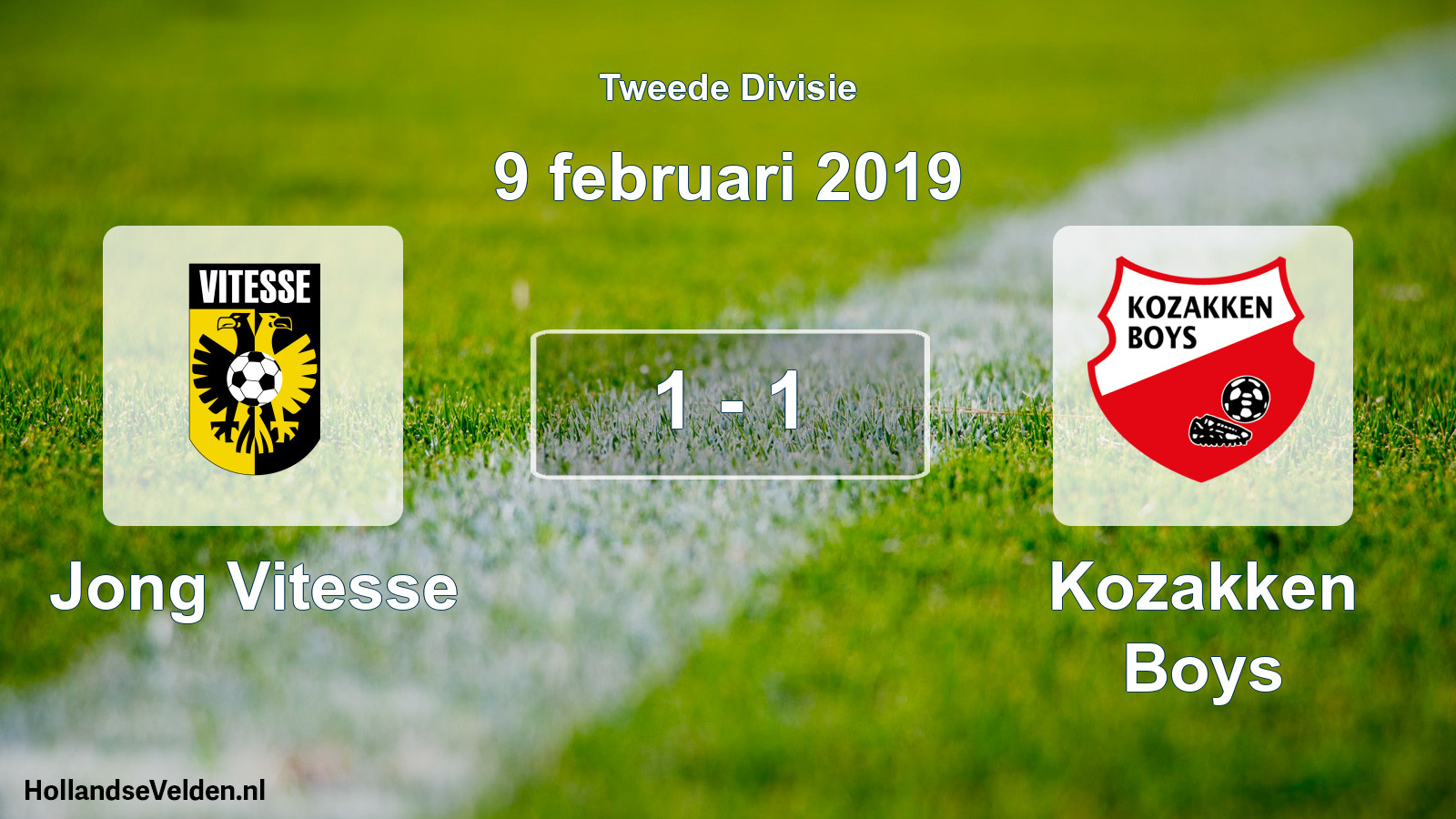 Gespeelde wedstrijd: Jong Vitesse - Kozakken Boys 1 - 1 (9 februari 2019)