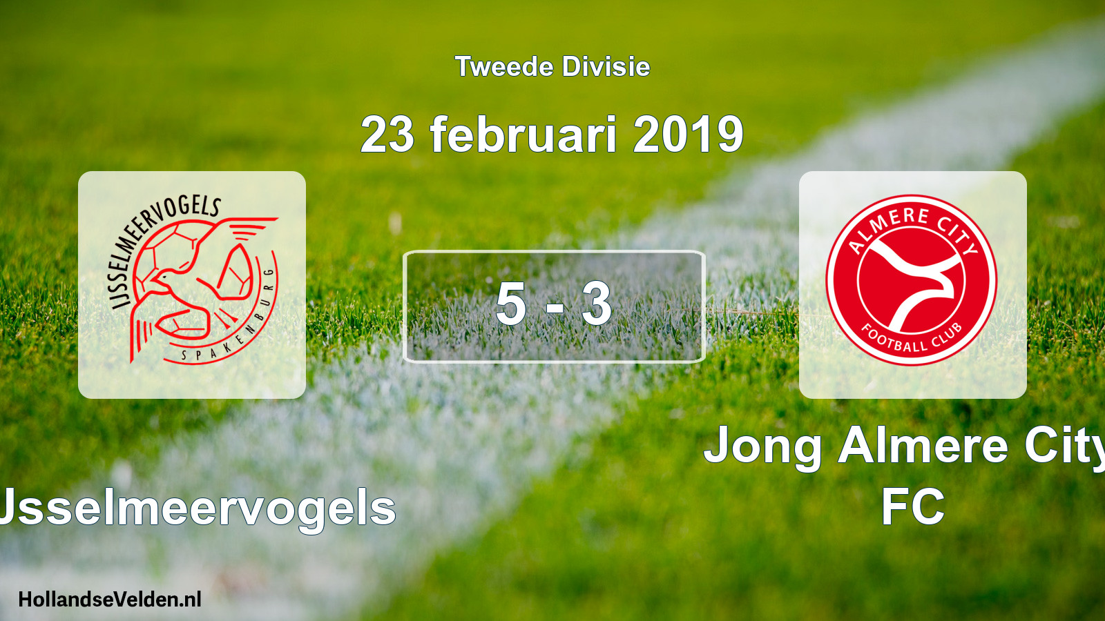 Gespeelde wedstrijd: IJsselmeervogels - Jong Almere City FC 5 - 3 (23 februari 2019)