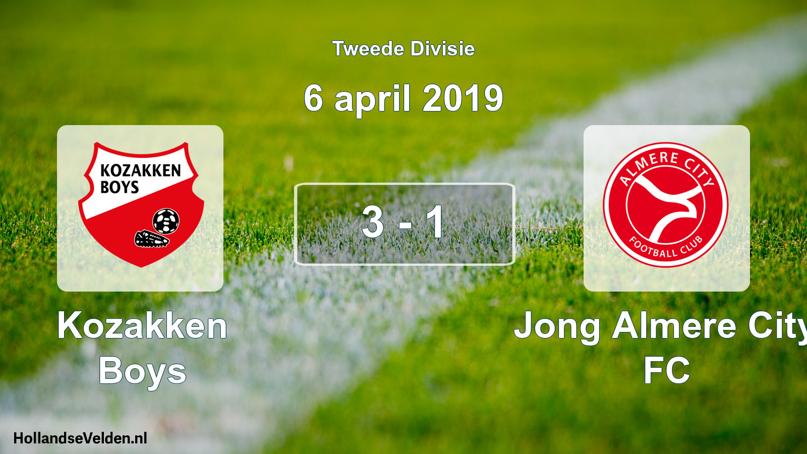 Gespeelde wedstrijd: Kozakken Boys - Jong Almere City FC 3 - 1 (6 april 2019)