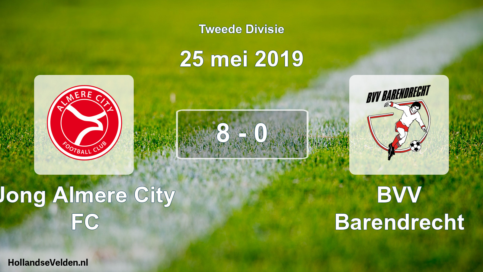 Gespeelde wedstrijd: Jong Almere City FC - BVV Barendrecht 8 - 0 (25 mei 2019)