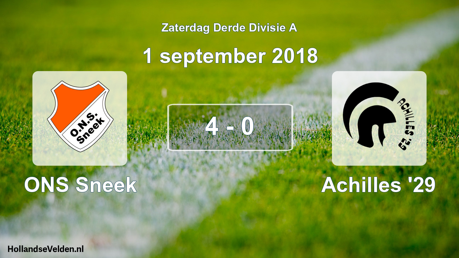 Gespeelde wedstrijd: ONS Sneek - Achilles '29 4 - 0 (1 september 2018)