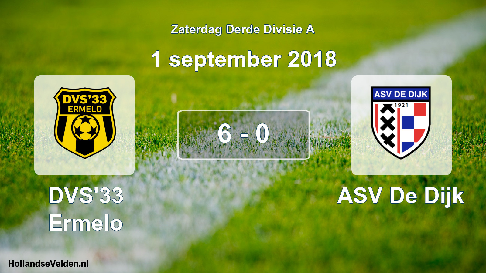 Gespeelde wedstrijd: DVS'33 Ermelo - ASV De Dijk 6 - 0 (1 september 2018)