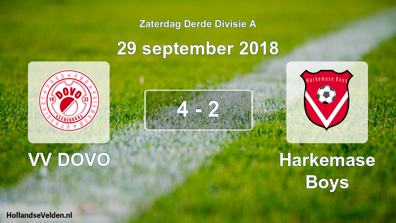 Gespeelde wedstrijd: VV DOVO - Harkemase Boys 4 - 2 (29 september 2018)