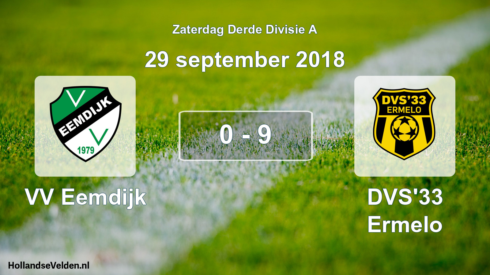 Gespeelde wedstrijd: VV Eemdijk - DVS'33 Ermelo 0 - 9 (29 september 2018)