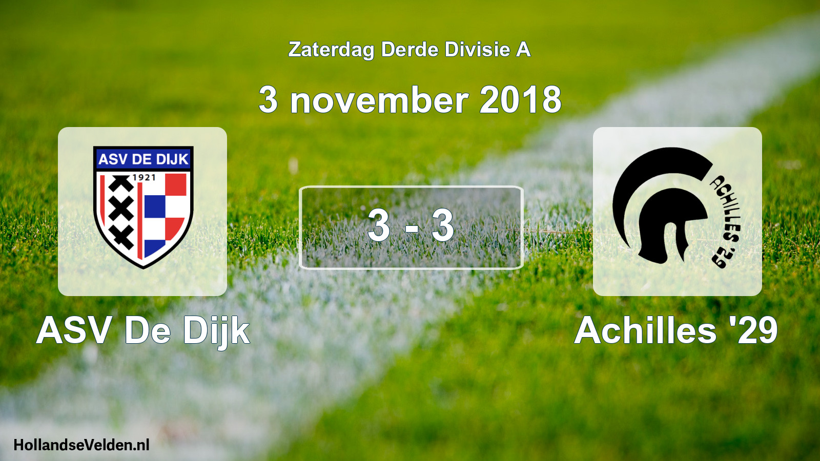 Gespeelde wedstrijd: ASV De Dijk - Achilles '29 3 - 3 (3 november 2018)
