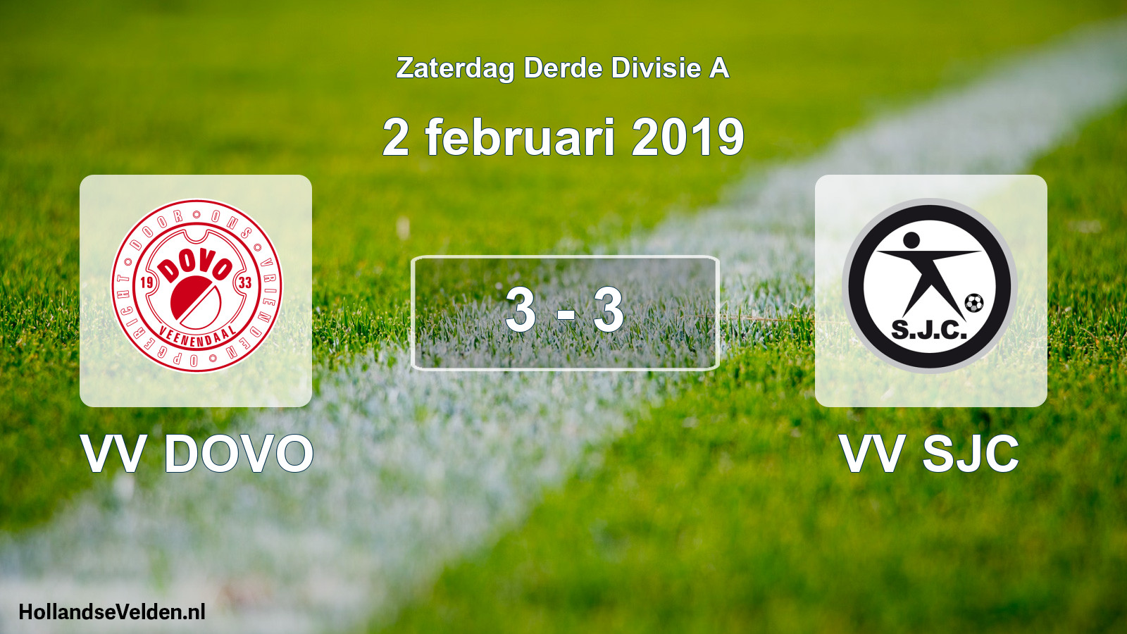 Gespeelde wedstrijd: VV DOVO - VV SJC 3 - 3 (2 februari 2019)