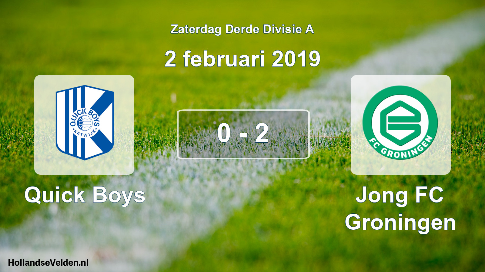 Gespeelde wedstrijd: Quick Boys - Jong FC Groningen 0 - 2 (2 februari 2019)