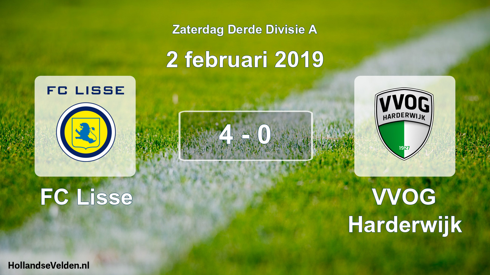 Gespeelde wedstrijd: FC Lisse - VVOG Harderwijk 4 - 0 (2 februari 2019)