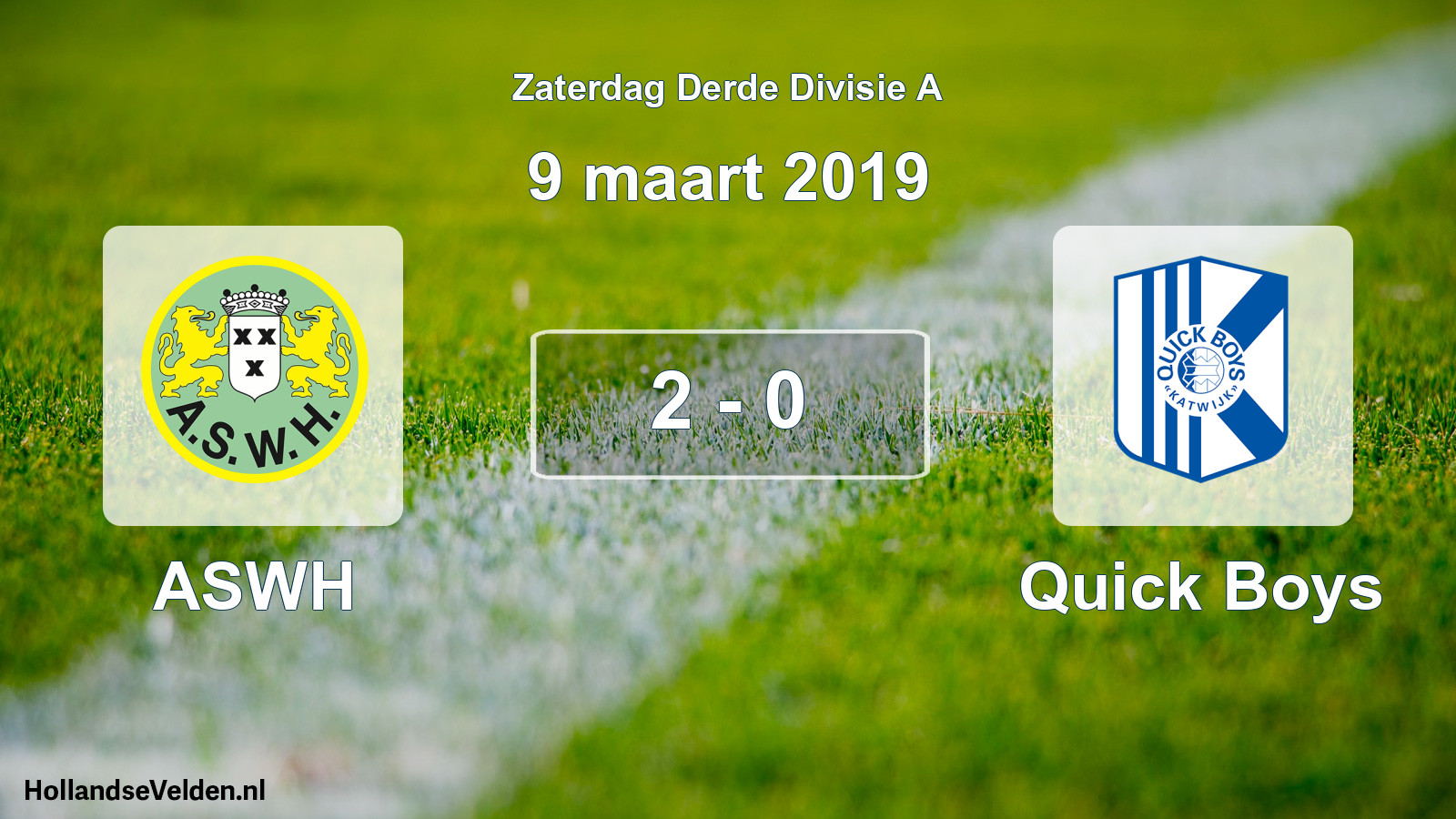 Gespeelde wedstrijd: ASWH - Quick Boys 2 - 0 (9 maart 2019)
