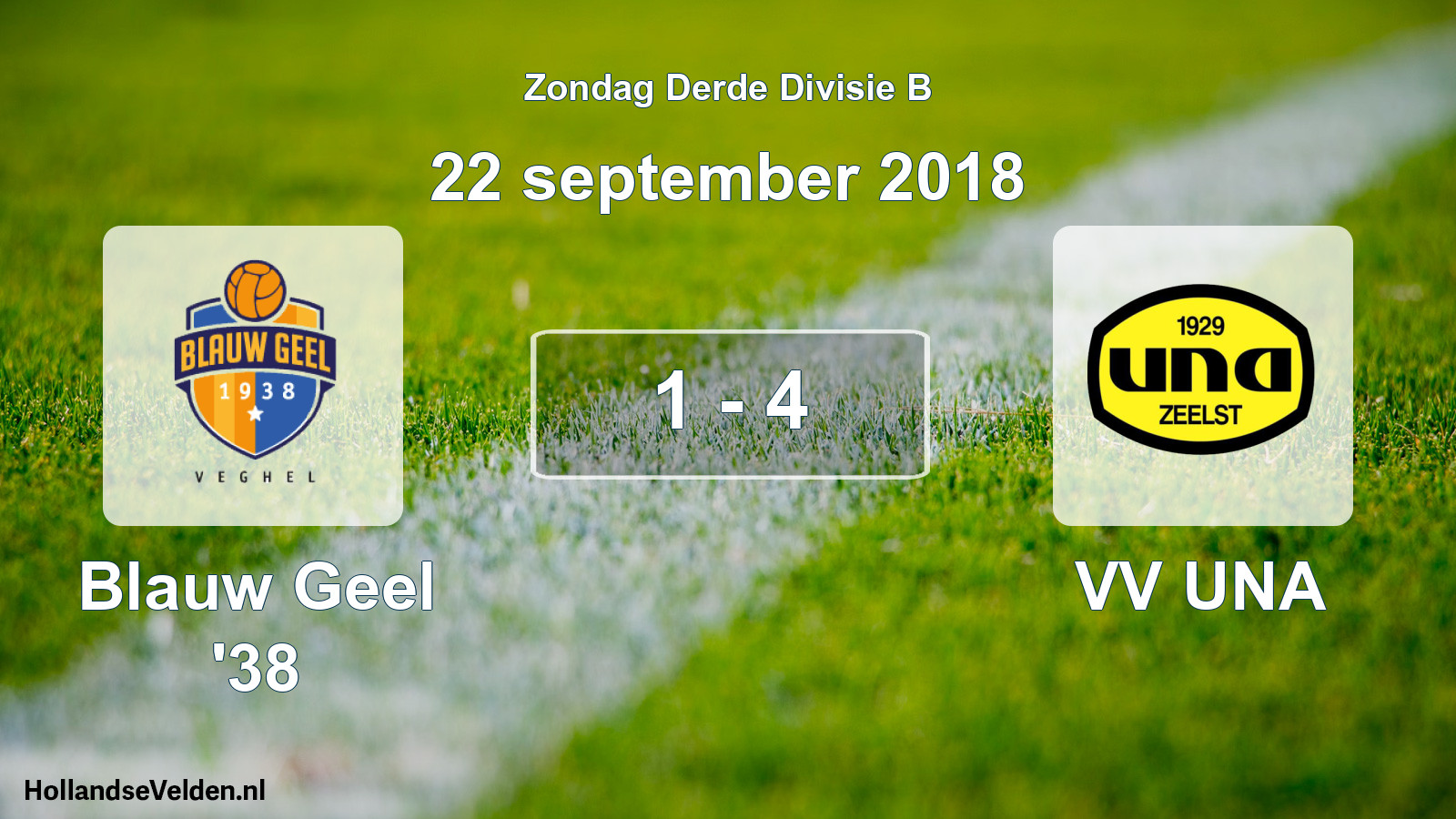 Gespeelde wedstrijd: Blauw Geel '38 - VV UNA 1 - 4 (22 september 2018)