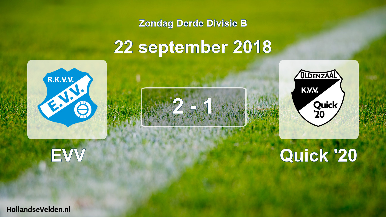 Gespeelde wedstrijd: EVV - Quick '20 2 - 1 (22 september 2018)