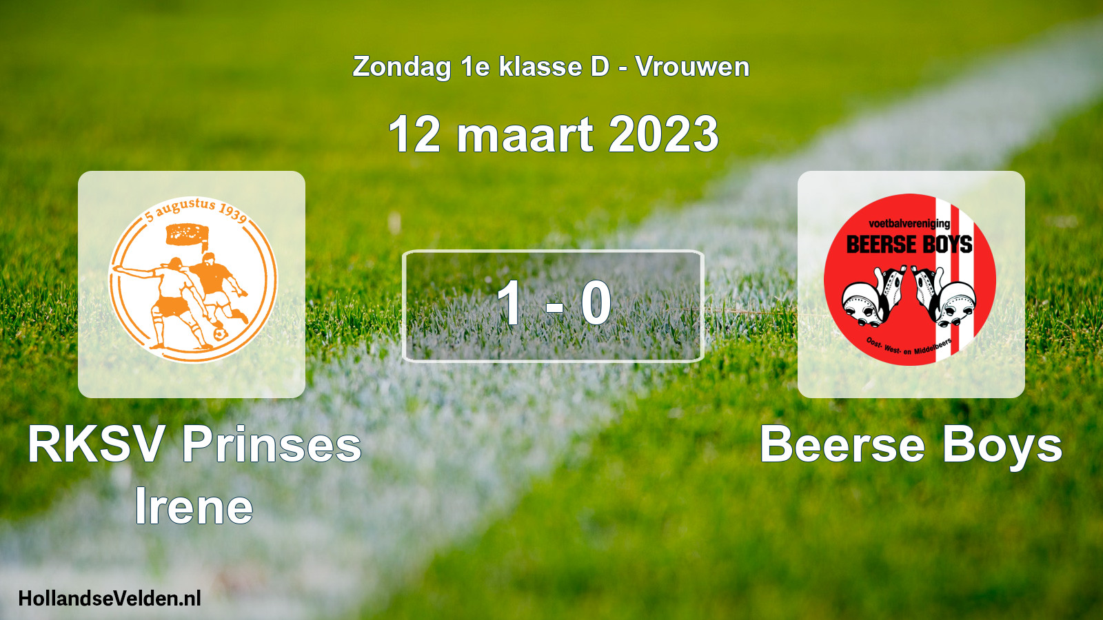 Gespeelde wedstrijd: RKSV Prinses Irene - Beerse Boys 1 - 0 (12 maart 2023)