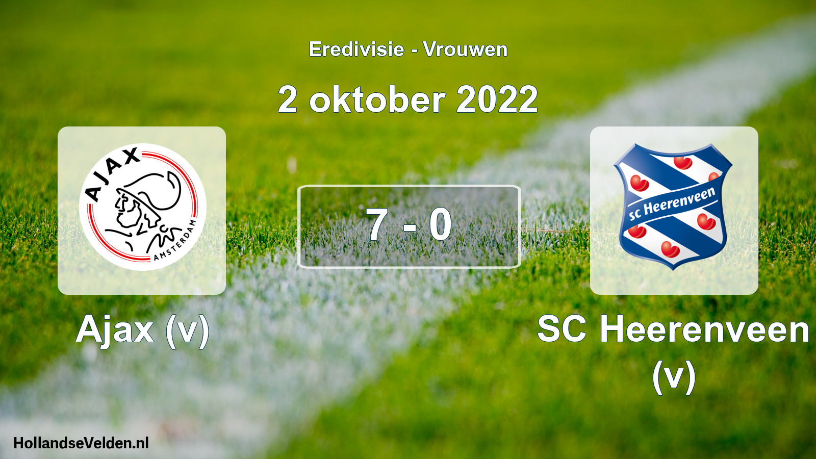 Gespeelde wedstrijd: Ajax (v) - SC Heerenveen (v) 7 - 0 (2 oktober 2022)