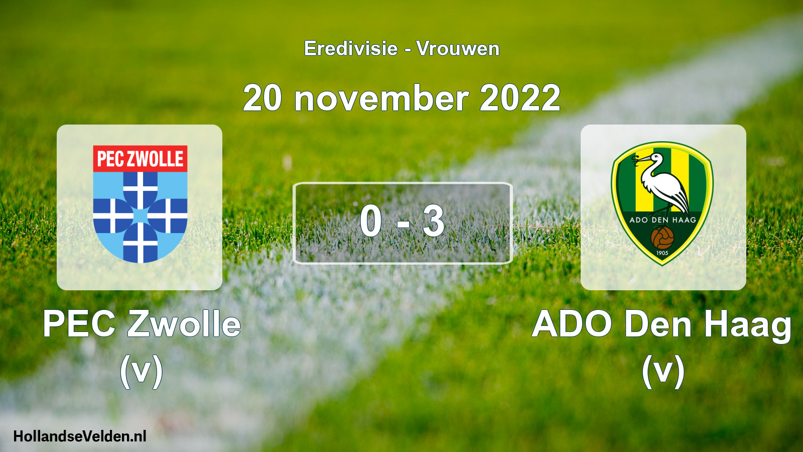 Gespeelde wedstrijd: PEC Zwolle (v) - ADO Den Haag (v) 0 - 3 (20 november 2022)