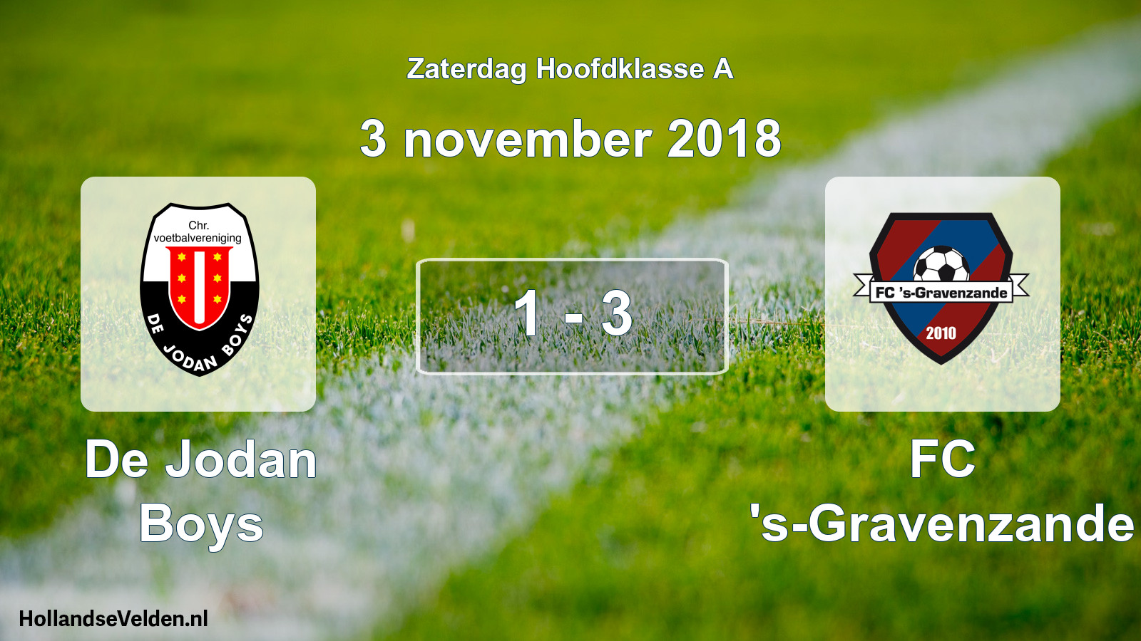 Gespeelde wedstrijd: De Jodan Boys - FC 's-Gravenzande 1 - 3 (3 november 2018)