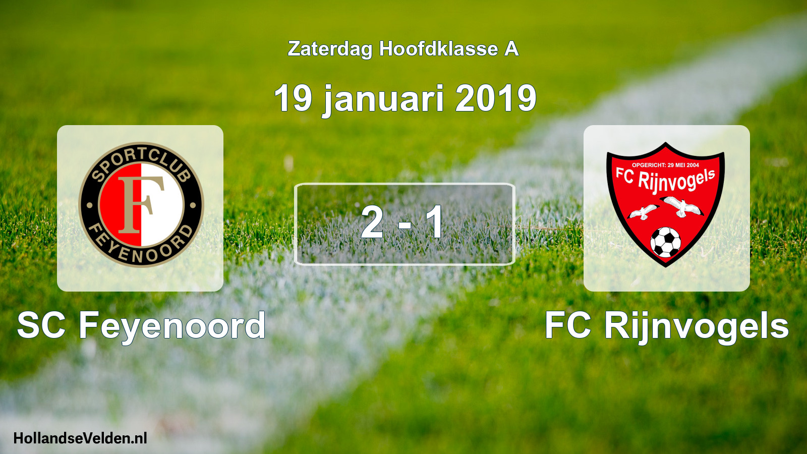 Gespeelde wedstrijd: SC Feyenoord - FC Rijnvogels 2 - 1 (19 januari 2019)