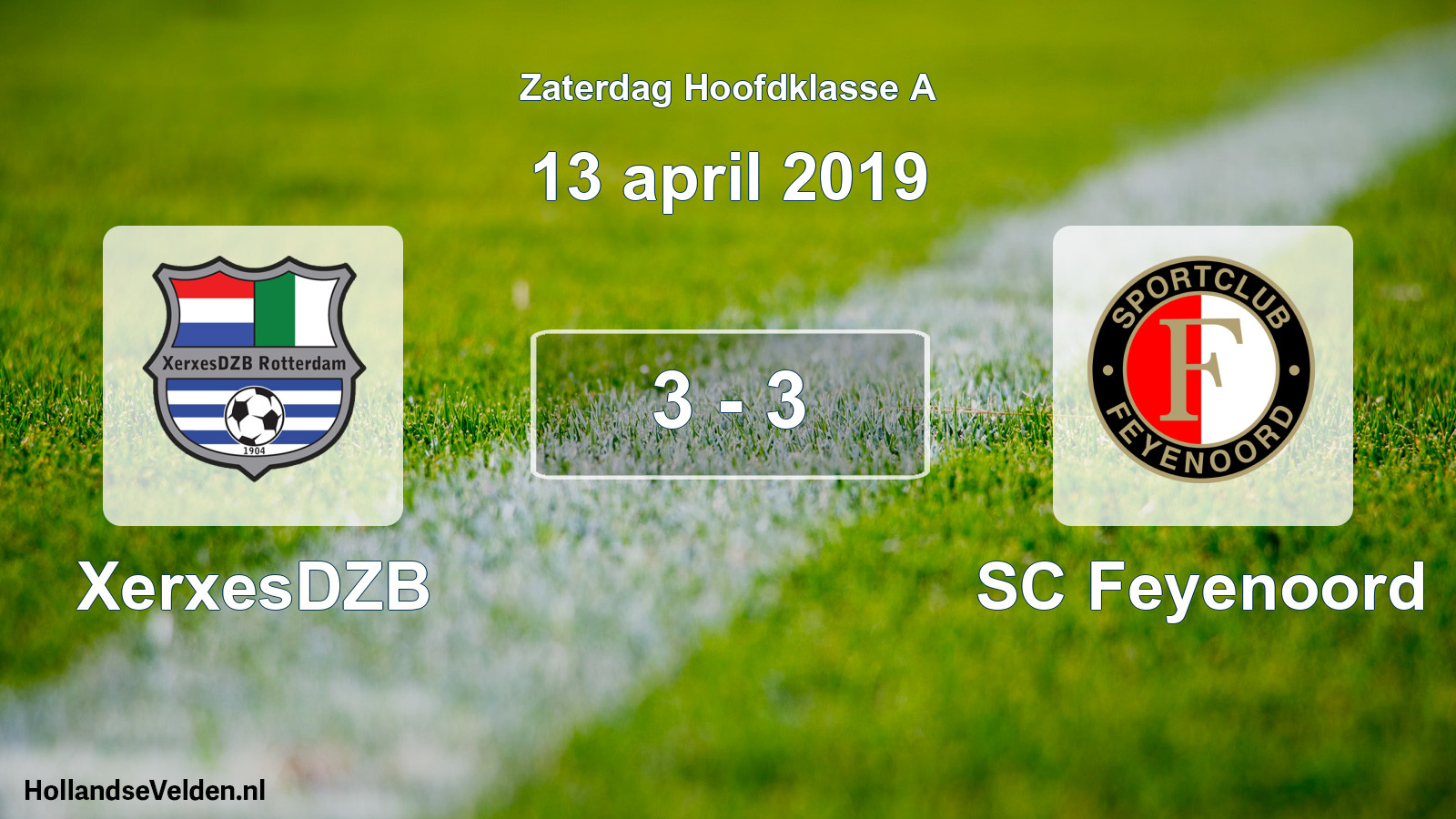 Gespeelde wedstrijd: XerxesDZB - SC Feyenoord 3 - 3 (13 april 2019)