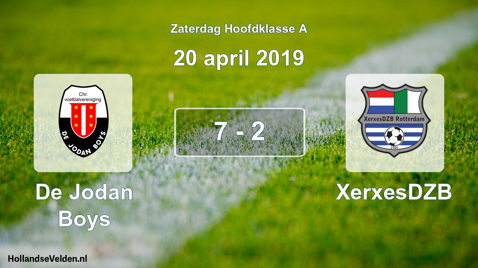 Gespeelde wedstrijd: De Jodan Boys - XerxesDZB 7 - 2 (20 april 2019)