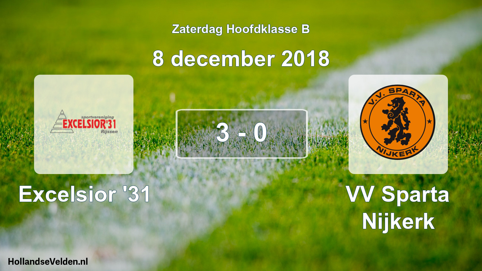 Gespeelde wedstrijd: Excelsior '31 - VV Sparta Nijkerk 3 - 0 (8 december 2018)