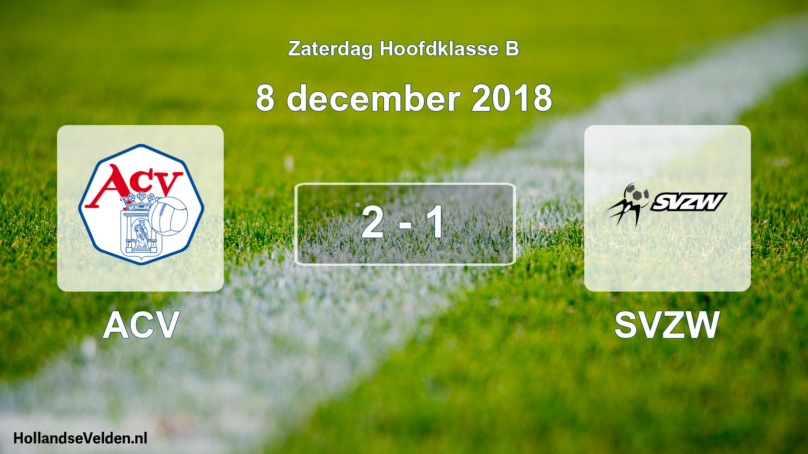 Gespeelde wedstrijd: ACV - SVZW 2 - 1 (8 december 2018)