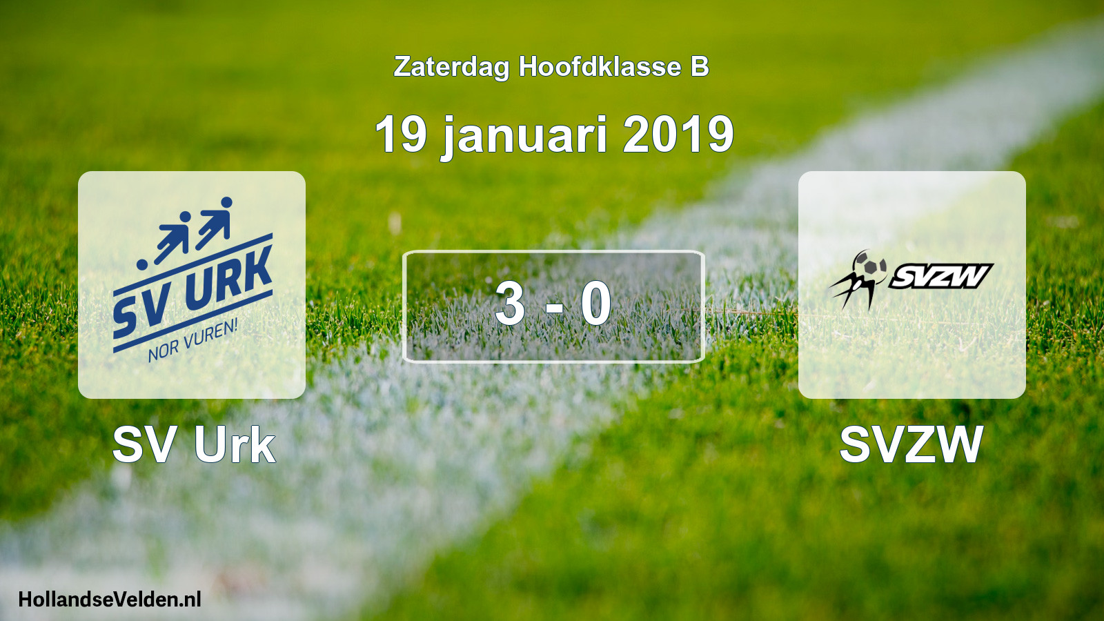 Gespeelde wedstrijd: SV Urk - SVZW 3 - 0 (19 januari 2019)
