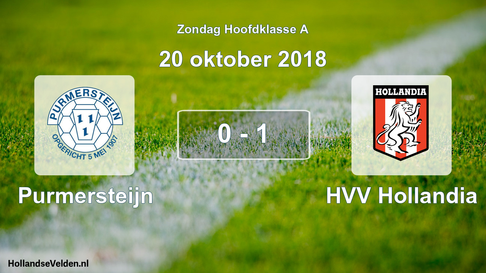 Gespeelde wedstrijd: Purmersteijn - HVV Hollandia 0 - 1 (20 oktober 2018)